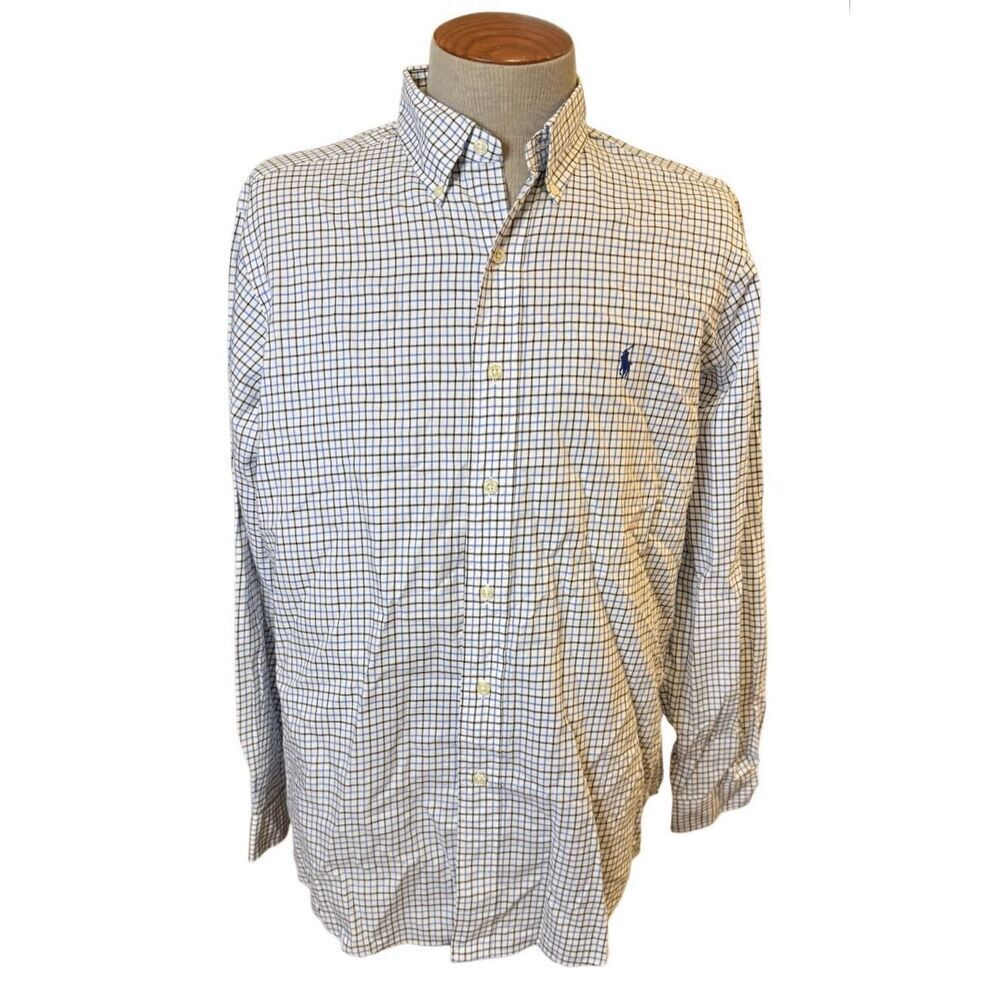 Ralph Lauren Classic Fit Long Sleeve Button Down Plaid Shirt Large